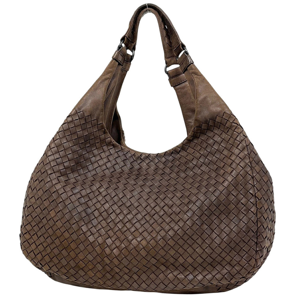 Bottega Veneta Intrecciato Campana Shoulder Bag Handbag Leather Brown